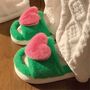 Green And Pink Slide On Slippers, thumbnail 1 of 2