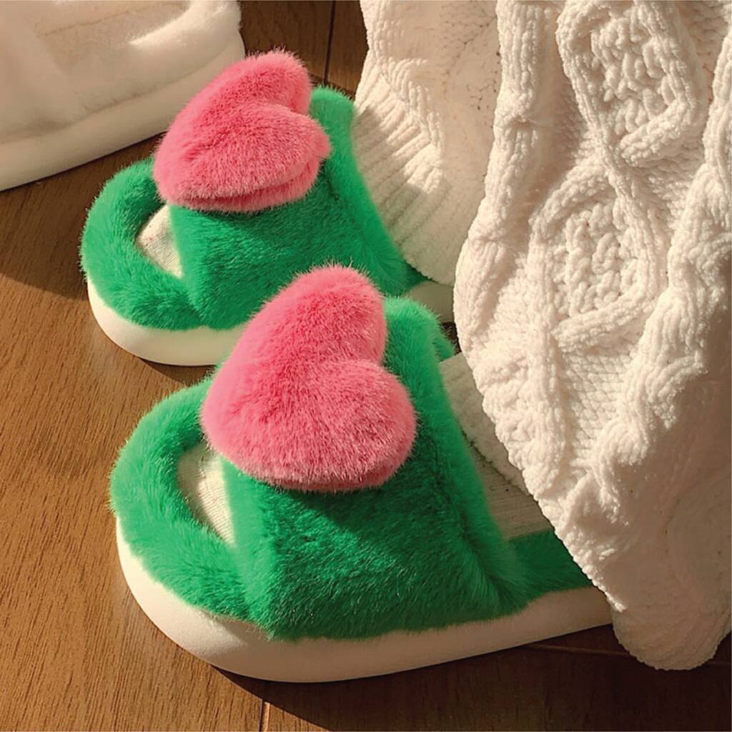Green And Pink Slide On Slippers, 1 of 2