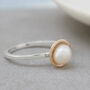 Silver And 9ct Gold Pearl Ring. Dainty Stacking Ring, thumbnail 5 of 10