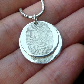 Double Descending Fingerprint Recycled Silver Necklace, 4 of 8