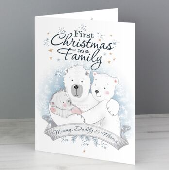 Personalised Polar Bear 'First Christmas As A Family' Card, 3 of 3