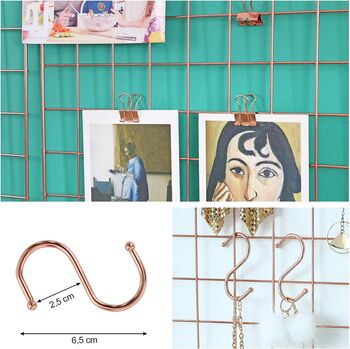 Set Of Two Wall Decor Grid Panels Photo Display Hooks, 9 of 12