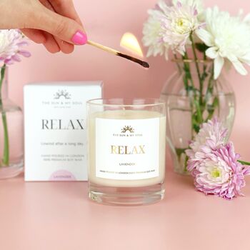 Relax Lavender Scented Luxury Soy Wax Candle Gift, 2 of 3