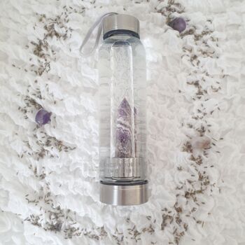 Amethyst Crystal Glass Water Bottle Clarity And Calm, 6 of 6
