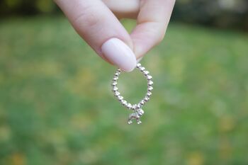 Sterling Silver Ball Bead Ring With Mini French Bulldog, 3 of 8