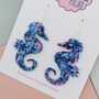 Large Seahorse Glitter Resin Earrings, thumbnail 6 of 8