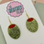 Olive Glitter Resin Earrings, thumbnail 3 of 4