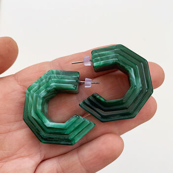 Statement Chunky Geometric Resin Hoop Stud Earrings, 2 of 12