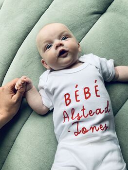 Bébé Announcement, Personalised Baby Grow, 7 of 9