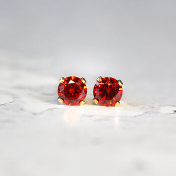 Red Crystal Stud Earrings In Silver And Gold Fill, 6 of 12