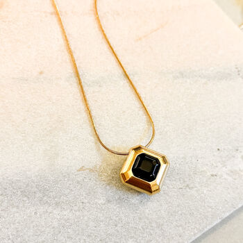 Chunky Art Deco Geometric Square Pendant Necklace, 2 of 3