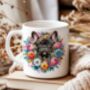 Personalised Brindle French Bulldog Floral Summer Dog Wreath Gift Keepsake Mug, thumbnail 1 of 2