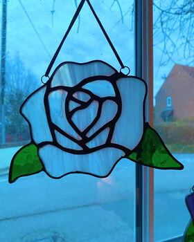 Rose Stained Glass Sun Catcher Wall And Window Art, 5 of 8