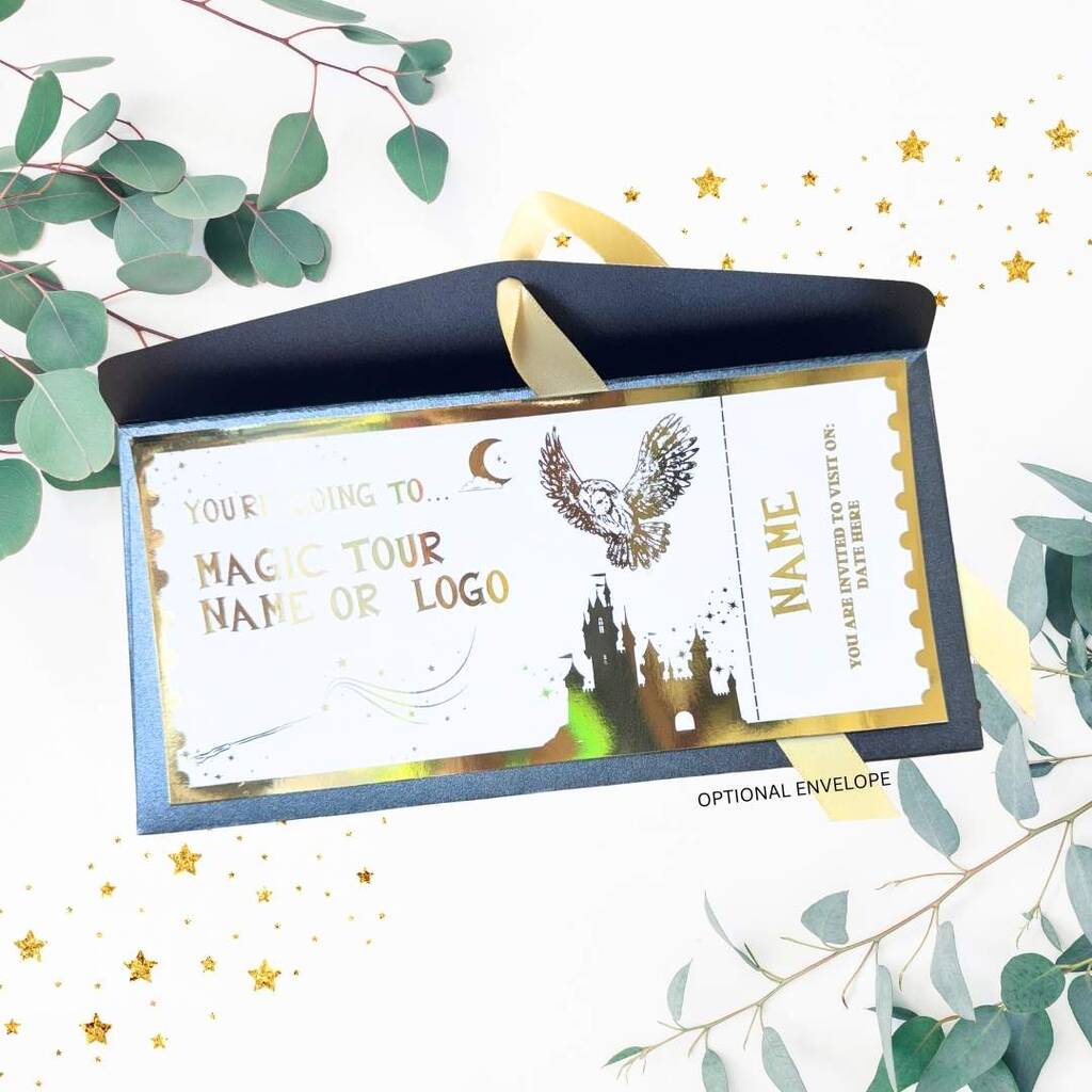 Personalised Gold Foil Wizarding Studio Tour Ticket, 1 of 4