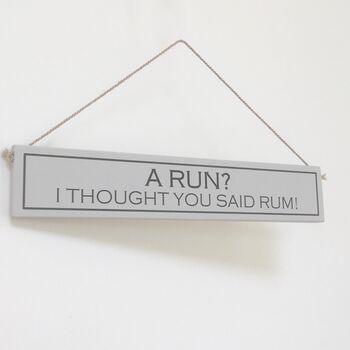 'Run / Rum' Hand Painted Wooden Sign, 2 of 2