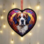 St Bernard Stained Glass Effect Heart Suncatcher, thumbnail 2 of 5