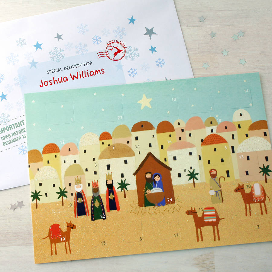 personalised bethlehem advent calendar and envelope by made by ellis ...