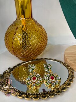 Indian Long Beaded Green Mala Necklace Set, 4 of 5