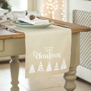 Personalised Natural Christmas Table Runner, 2 of 5