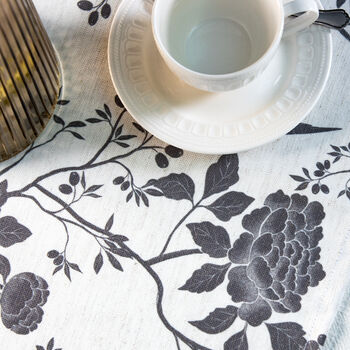 Luxury Linen Like Floral Table Runner Cecylia Natural, 4 of 4
