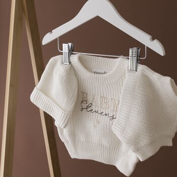 Personalised Baby Surname Knitted Baby Set, 2 of 3