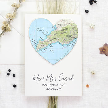 Personalised Map Wedding And Anniversary Heart Card, 10 of 11