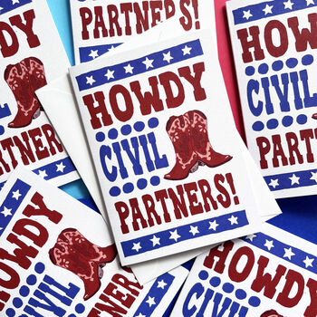 Cowboy Howdy Civil Partnership Congratulations Card, 3 of 5