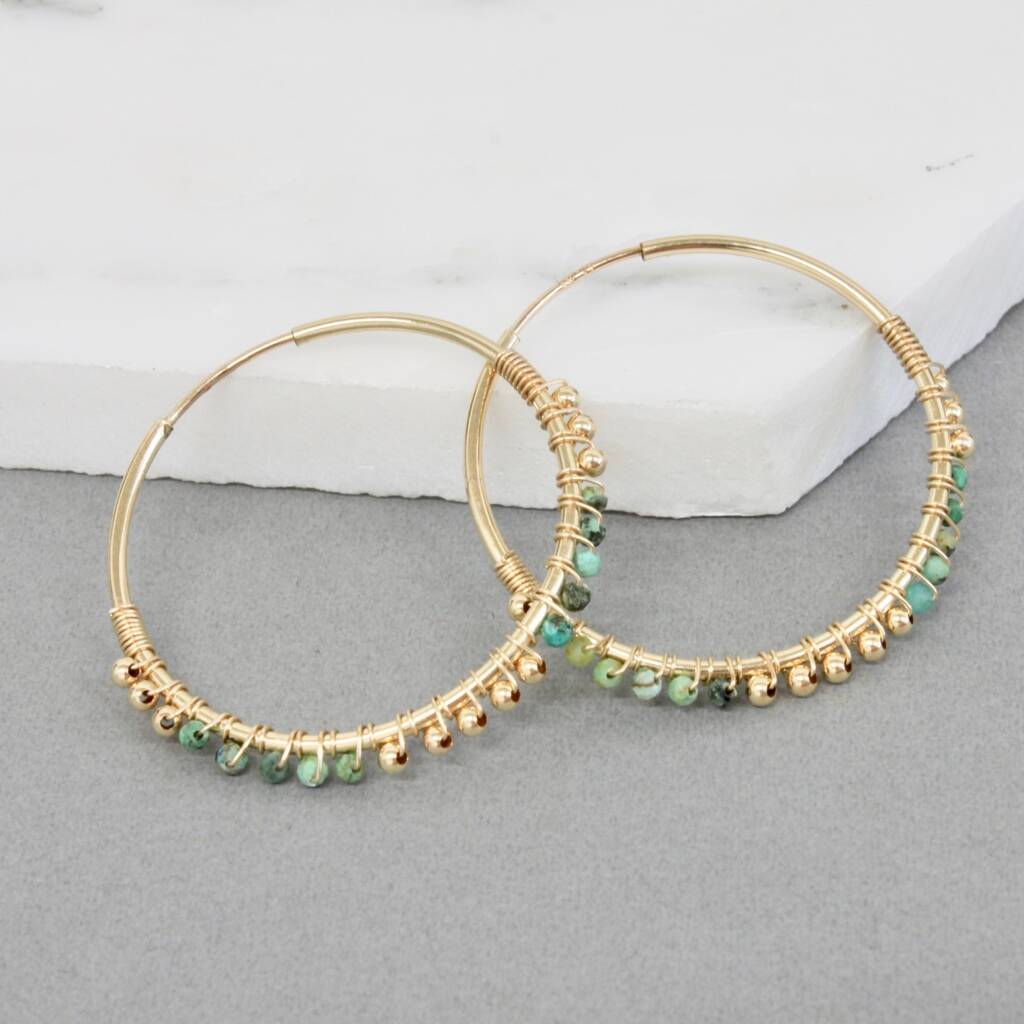 Turquoise Wrapped Hoops By Crystal and Stone | notonthehighstreet.com