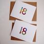 Handmade 18th Birthday Rainbow Watercolour Card, thumbnail 6 of 6