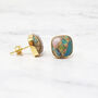Opal And Turquoise Gold Plated Gemstone Stud Earrings, thumbnail 5 of 5
