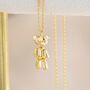 Gold Plated Dancing Teddy Bear Pendant Necklace, thumbnail 4 of 6