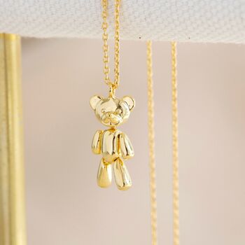 Gold Plated Dancing Teddy Bear Pendant Necklace, 4 of 6