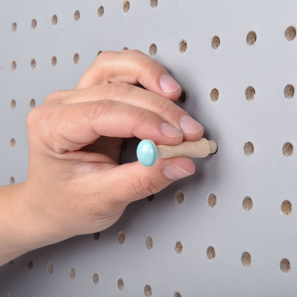 Grey Pegboard With Wooden Pegs, Large By Block Design