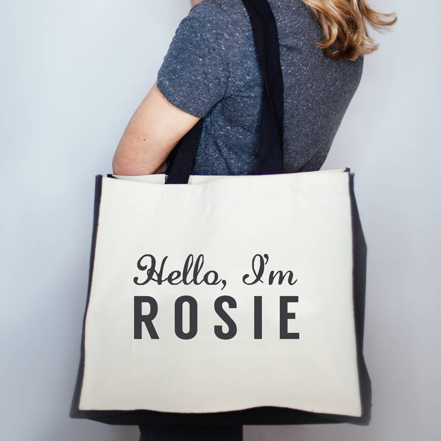 personalised bag 'hello i'm…name' by rosie willett designs ...