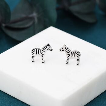 Cute Zebra Stud Earrings In Sterling Silver, 2 of 11