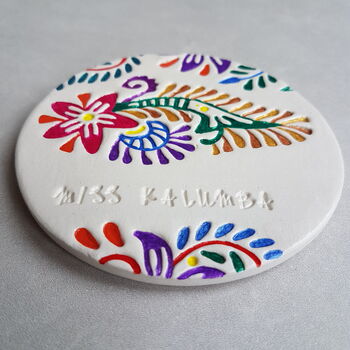 Henna Design Personalised Clay Coaster, 2 of 3