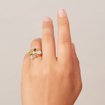 Pink Tourmaline And Blue Topaz Friendship Ring, 2 of 6