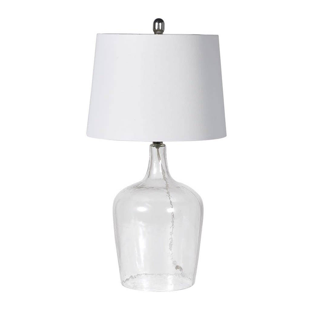 White Linen And Glass Table Lamp