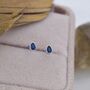 Extra Tiny Sapphire Blue Droplet Stud Earrings, thumbnail 5 of 10