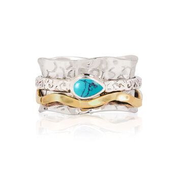 Aura Magic Turquoise Sterling Silver Spinning Ring, 3 of 12