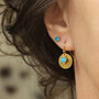 Turquoise Gold Disc Earrings, thumbnail 1 of 12