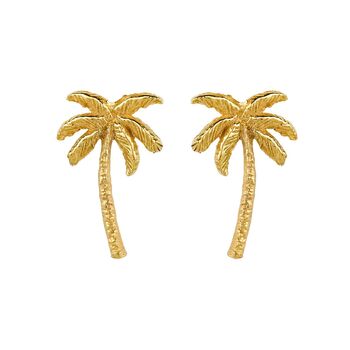 Oasis Palm Gold Plated Stud Earrings, 4 of 9