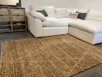 5ft By 7ft Handbraided Jute Basket With Diamond Pattern, 3 of 5
