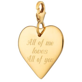 Engraved Gold Plated Large Heart Charm, 4 of 7