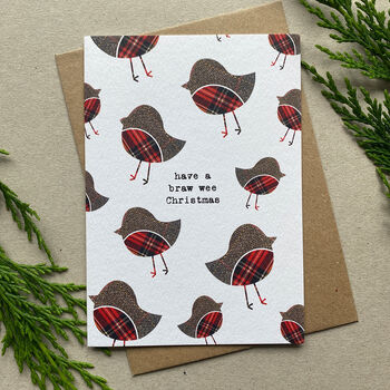 Set Of Six Scottish Christmas Cards With Tartan Pattern, 5 of 9