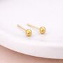 Solid 9ct Gold Diamond Cut Micro Ball Stud Earrings – 4mm, thumbnail 2 of 4