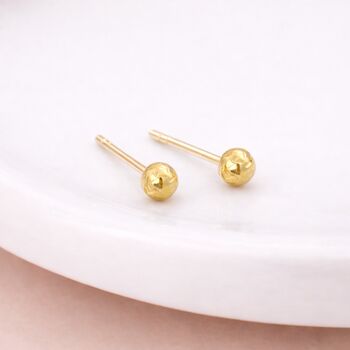 Solid 9ct Gold Diamond Cut Micro Ball Stud Earrings – 4mm, 2 of 4