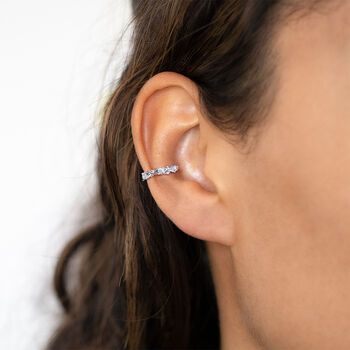 Sterling Silver Cubic Zirconia Ear Cuff, 2 of 6