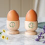 Personalised Foliage Wreath Wooden Egg Cups, thumbnail 2 of 2