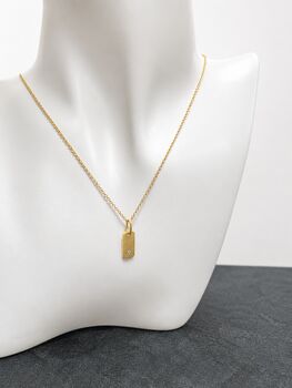 18 K Gold Vermeil White Sapphire Dog Tag Necklace, 5 of 5